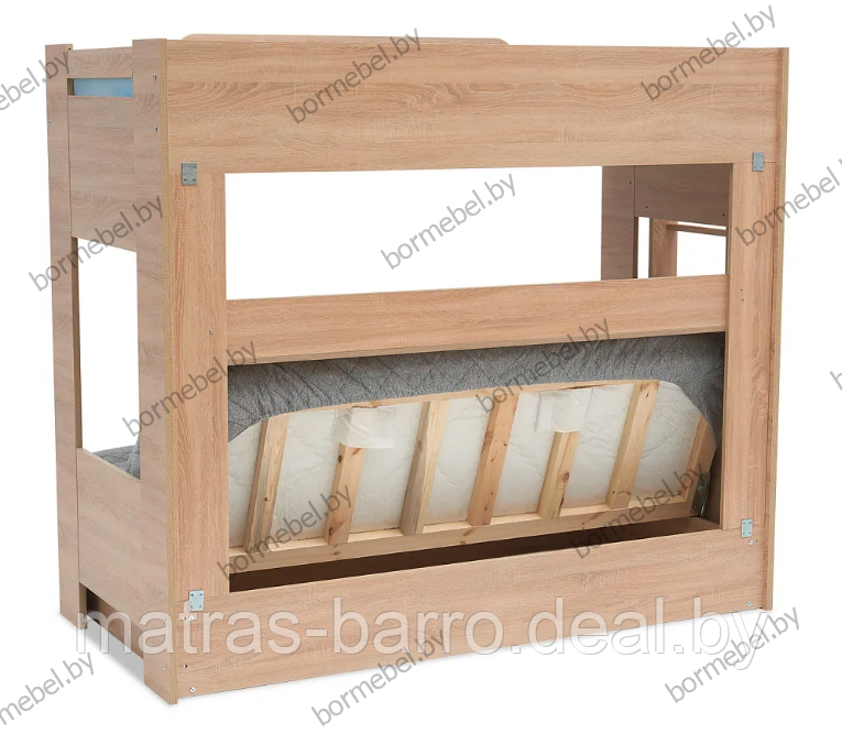 Кровать двухъярусная с диван-кроватью дуб сонома/ткань Ambrossia light - фото 4 - id-p218968569