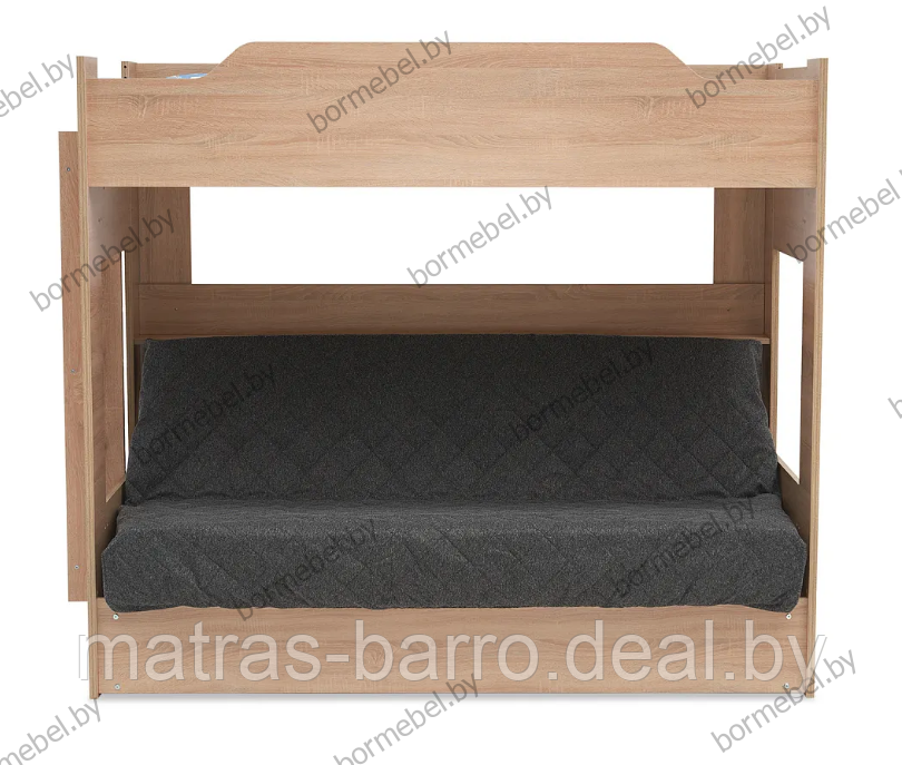 Кровать двухъярусная с диван-кроватью дуб сонома/ткань Ambrossia dark - фото 2 - id-p218970567