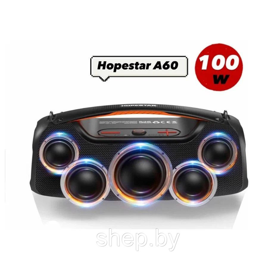 Колонка портативная музыкальная Bluetooth HOPESTAR A60 100W, с микрофоном, выбор цвета - фото 4 - id-p218976228