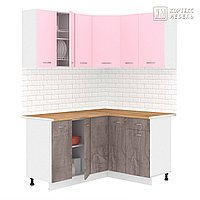 Кухня угловая Лира 1.3x1.5м Розовый - Оникс
