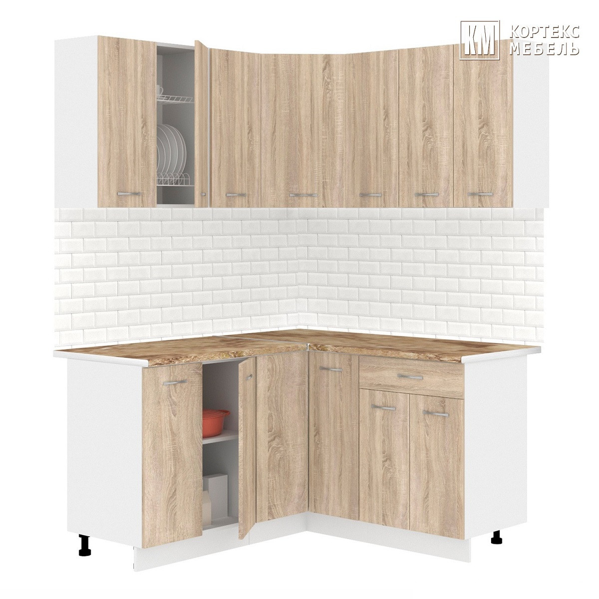 Кухня угловая Лира 1.5x1.5м Дуб сонома
