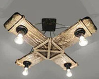 Люстра рустикальная деревянная "Хуторянин №7" на 4 лампы