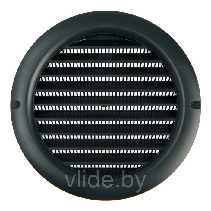 Решетка вентиляционная ZEIN, d=125 мм, круглая, с сеткой, с фланцем, неразъемная, графит - фото 4 - id-p219018419