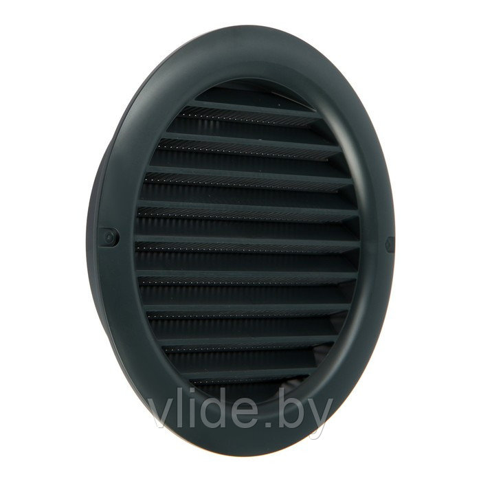 Решетка вентиляционная ZEIN, d=125 мм, круглая, с сеткой, с фланцем, неразъемная, графит - фото 5 - id-p219018419