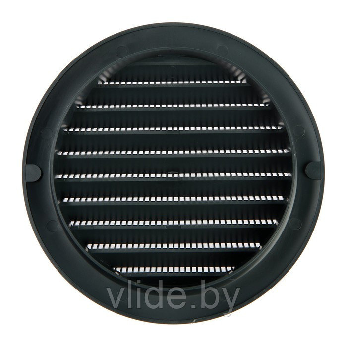 Решетка вентиляционная ZEIN, d=125 мм, круглая, с сеткой, с фланцем, неразъемная, графит - фото 6 - id-p219018419