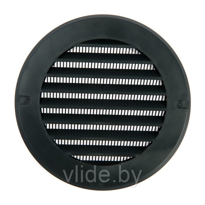 Решетка вентиляционная ZEIN, d=100 мм, круглая, с сеткой, с фланцем, неразъемная, графит - фото 4 - id-p219018434