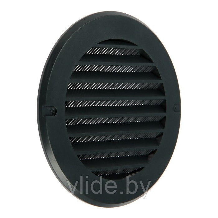 Решетка вентиляционная ZEIN, d=100 мм, круглая, с сеткой, с фланцем, неразъемная, графит - фото 5 - id-p219018434