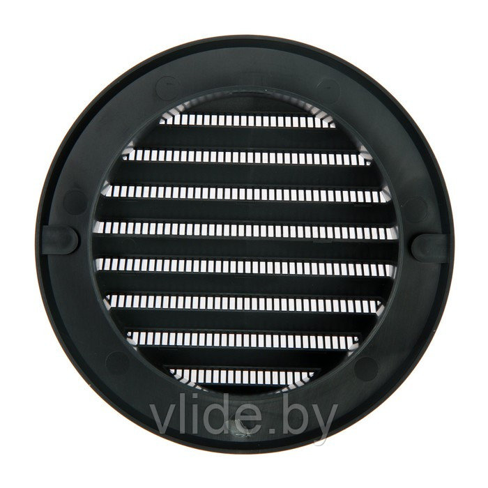 Решетка вентиляционная ZEIN, d=100 мм, круглая, с сеткой, с фланцем, неразъемная, графит - фото 6 - id-p219018434