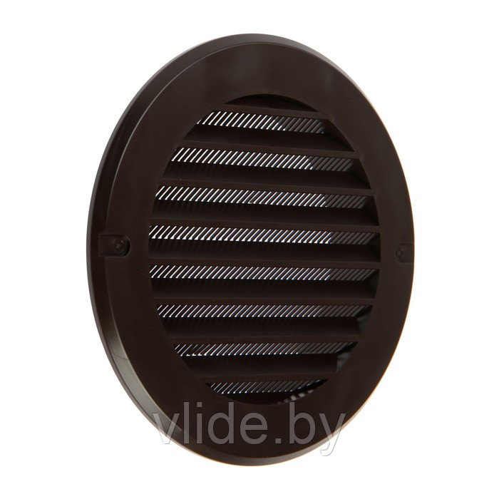 Решетка вентиляционная ZEIN, d=100 мм, круглая, с сеткой, фланец, неразъемная, коричневый - фото 5 - id-p219018442