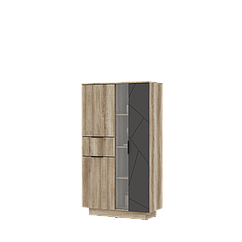 Шкаф Даллас ШК-02 со стеклом - Дуб Каньон / Софт Графит (Стендмебель)