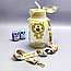 Бутылка Мишка в иллюминаторе с клапаном, трубочкой и ремешком 680 мл. / Наклейки в подарок Бежевый, фото 2
