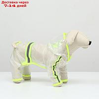 Дождевик-комбинезон для собак, размер L (ДС 35, ОГ 47 см, вес 8-11 кг), прозрачный-жёлтый