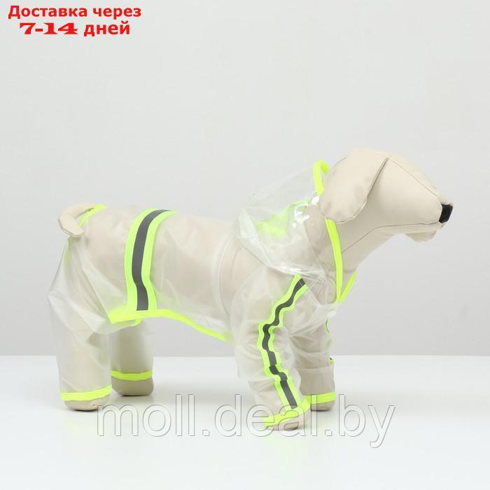 Дождевик-комбинезон для собак, размер L (ДС 35, ОГ 47 см, вес 8-11 кг), прозрачный-жёлтый - фото 1 - id-p218977072