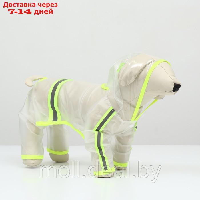 Дождевик-комбинезон для собак, размер L (ДС 35, ОГ 47 см, вес 8-11 кг), прозрачный-жёлтый - фото 3 - id-p218977072