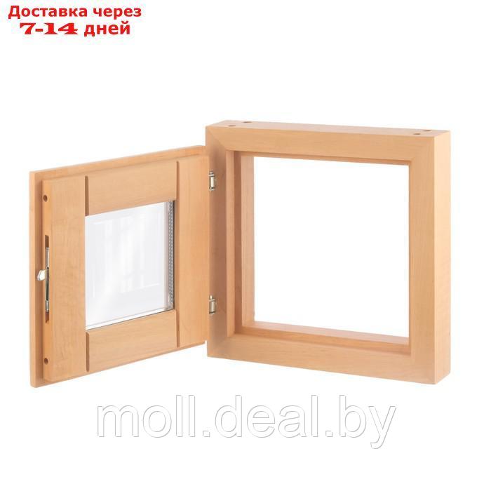 Окно из ольхи 30х30 см, стеклопакет - фото 3 - id-p218953085