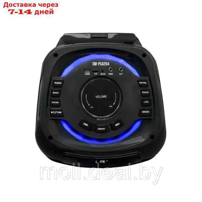 Портативная караоке система Soundmax SM-PS4204, 120 Вт, FM, AUX, USB, BT, SD, чёрная - фото 3 - id-p219014933