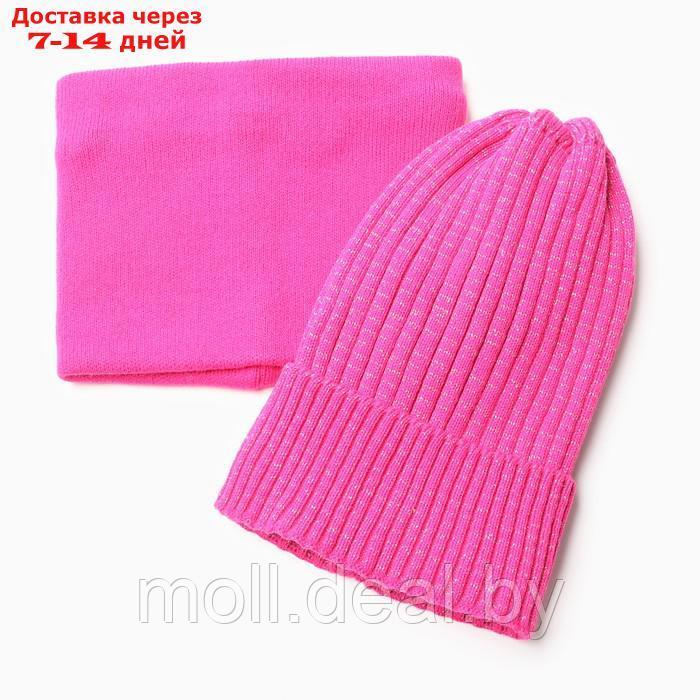 Комплект для девочки (шапка, снуд), цвет малиновый, размер 48-52 - фото 1 - id-p219014962