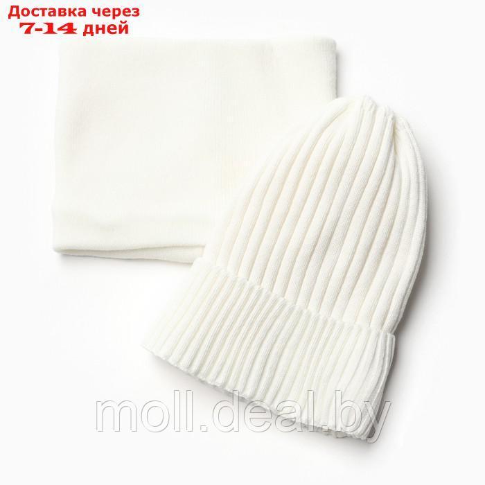 Комплект детский (шапка, снуд), цвет молочный, размер 52-56 - фото 1 - id-p219014966
