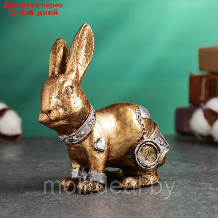 Фигура "Кролик с часами" бронза, 15см