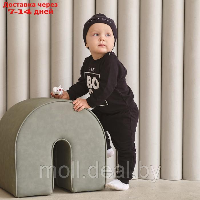 Комплект детский (джемпер, брюки, шапочка) Крошка Я "Little Boss", рост 80-86 см, цвет чёрный - фото 5 - id-p218953351