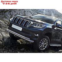 Защита переднего бампера d76+d57 Rival для Toyota Land Cruiser Prado 150 рестайлинг (кроме Style и TRD)