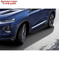 Пороги на автомобиль "Premium-Black" Rival для Hyundai Santa Fe IV 2018-2021, 180 см, 2 шт., алюминий,