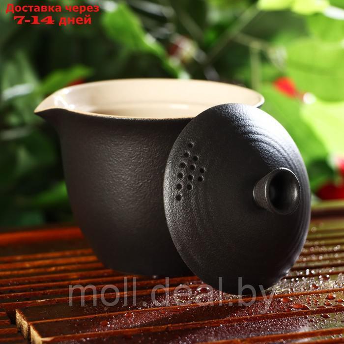 Набор для чайной церемонии керамический "Атмосфера", 6 предметов: чайник, 3 пиалы, тряпка, сумка, цвет - фото 3 - id-p219014264