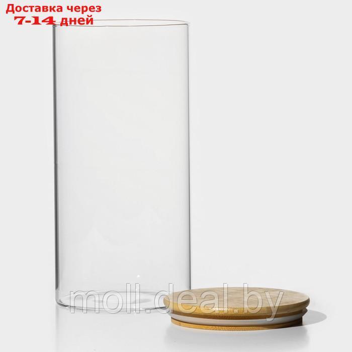 Банка стеклянная для сыпучих продуктов с бамбуковой крышкой BellaTenero "Эко", 2,5 л, 12×25 см - фото 2 - id-p219014306