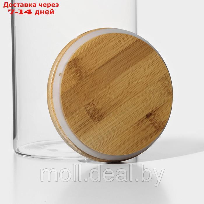 Банка стеклянная для сыпучих продуктов с бамбуковой крышкой BellaTenero "Эко", 2,5 л, 12×25 см - фото 4 - id-p219014306