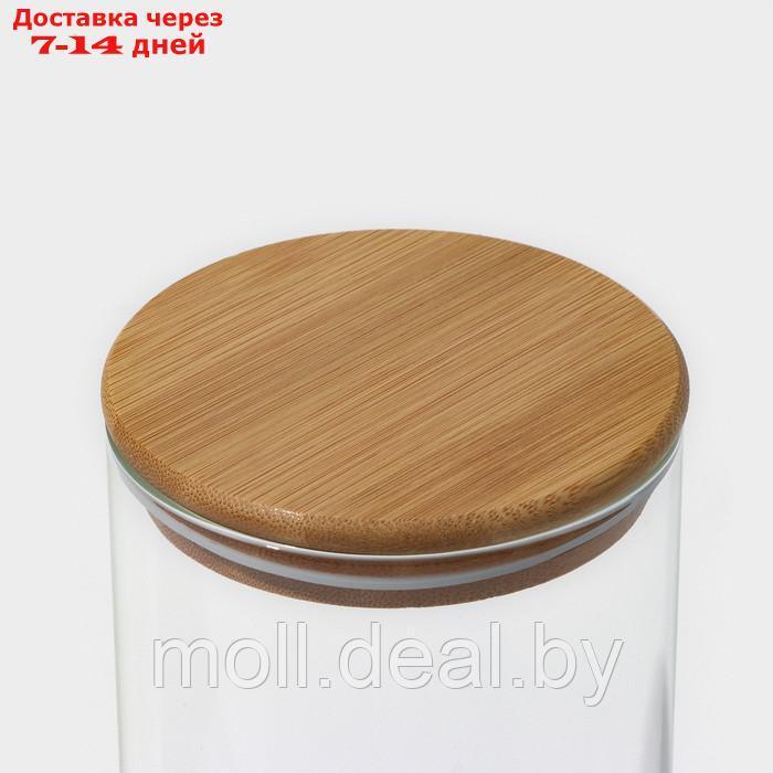 Банка стеклянная для сыпучих продуктов с бамбуковой крышкой BellaTenero "Эко", 1,3 л, 10×20,5 см - фото 2 - id-p219014308