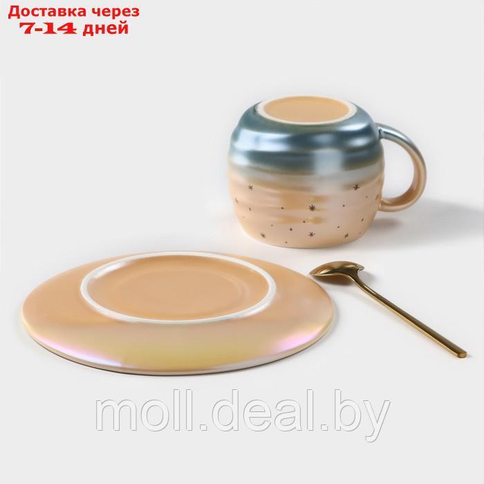 Чайная пара керамическая "Магия", 3 предмета: кружка 260 мл, блюдце d=15,8 см, ложка h=14 см, цвет - фото 5 - id-p219014315