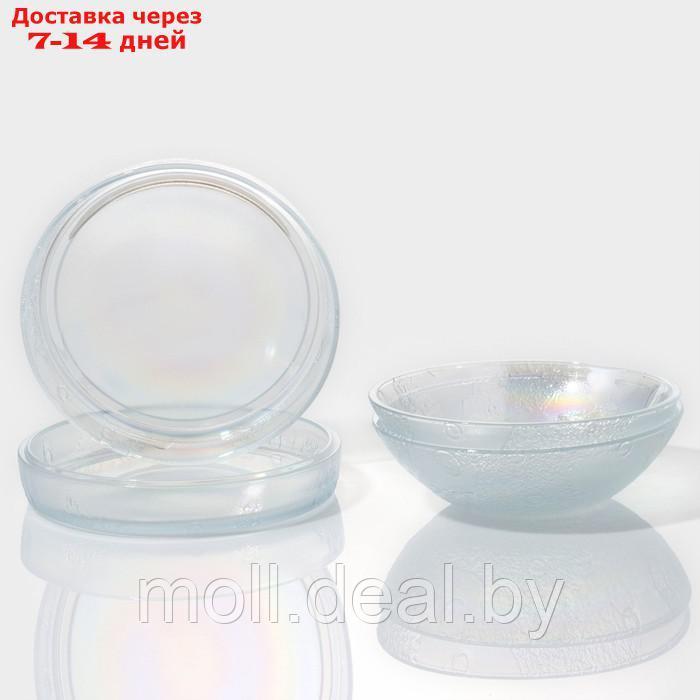 Набор стеклянных тарелок "Космос", 4 предмета: 2 тарелки 18,5×5,5 см, 2 тарелки 19,8×3,5 см, цвет - фото 1 - id-p219014329