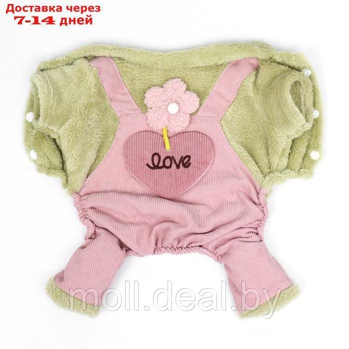 Комбинезон "Love", размер XL (ДС 40 см, ОГ 50 см, ОШ 40 см), зелёный/розовый - фото 9 - id-p219013537