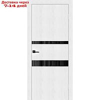 Дверное полотно Cotta, 2000 × 600 мм, стекло чёрное / фацет, цвет белый