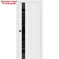 Дверное полотно Dolce, 2000 × 900 мм, стекло чёрное / фацет, цвет белый