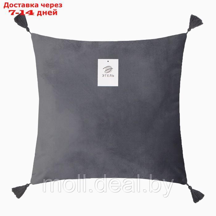 Чехол на подушку 2шт. с кисточками Этель цвет серый, 45х45 см, 100% п/э, велюр - фото 5 - id-p219014567
