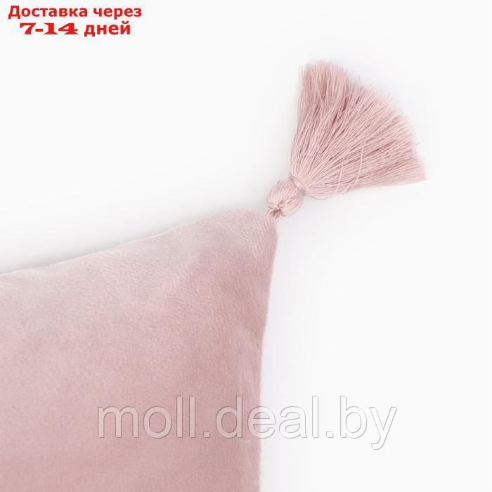 Чехол на подушку 2шт. с кисточками Этель цвет розовый, 45х45 см, 100% п/э, велюр - фото 2 - id-p219014571