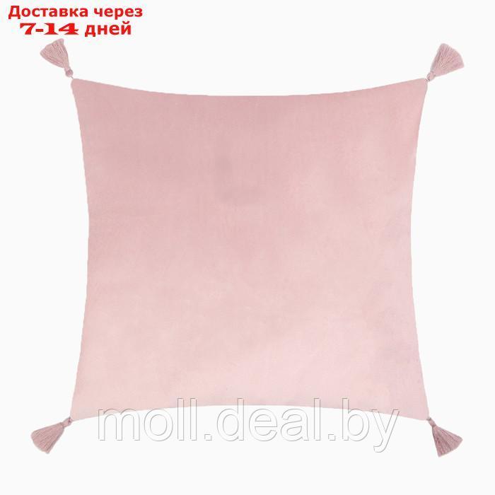 Чехол на подушку 2шт. с кисточками Этель цвет розовый, 45х45 см, 100% п/э, велюр - фото 4 - id-p219014571