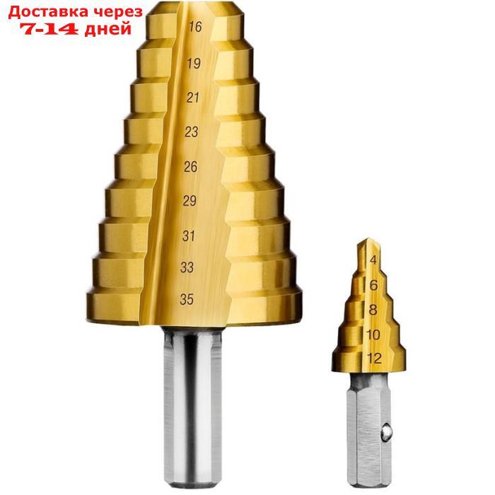 Сверло ЗУБР 29673-4-35, ступенчатое, 2-х модульное, Р6М5, покрытие NIT, d=4-12/16-35 - фото 2 - id-p218959919