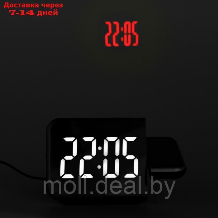 Часы настольные электронные с проекцией: будильник, гигрометр, календарь, белые цифры - фото 7 - id-p219013621