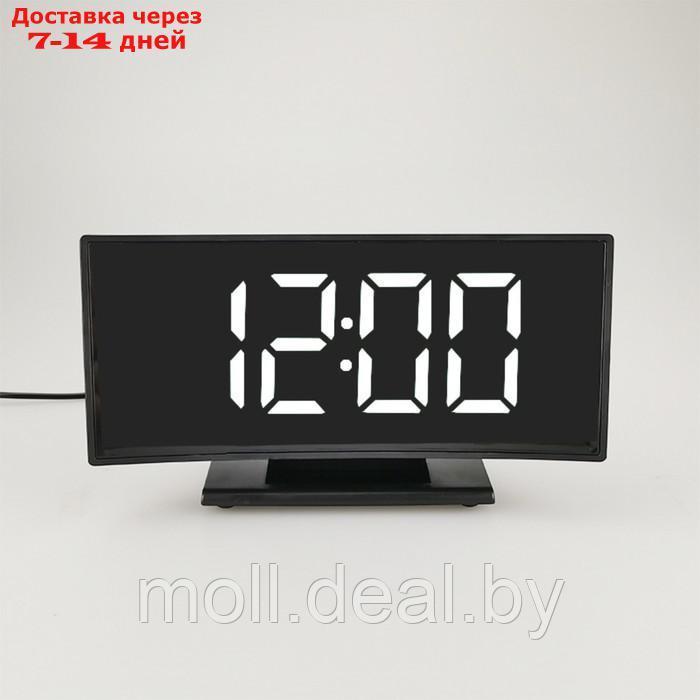 Часы настольные электронные: будильник, термометр, календарь, белые цифры, 17х9.5х4.2 см