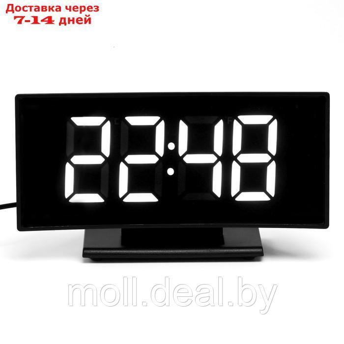Часы настольные электронные: будильник, термометр, календарь, белые цифры, 17х9.5х4.2 см - фото 2 - id-p219013625