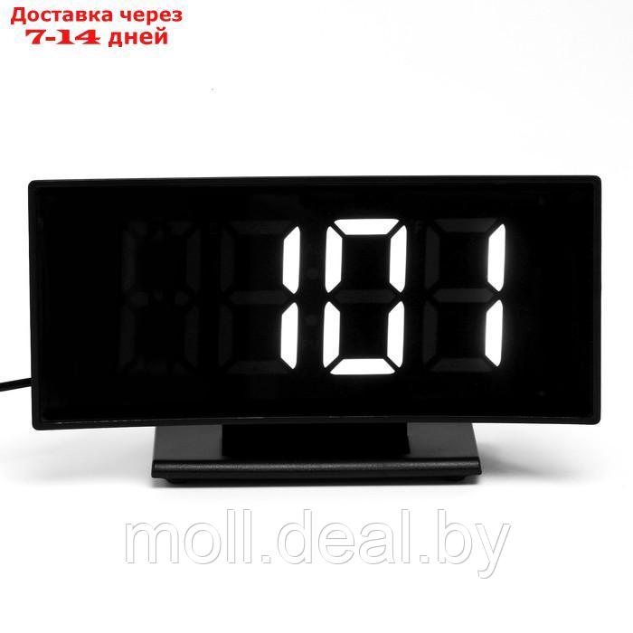 Часы настольные электронные: будильник, термометр, календарь, белые цифры, 17х9.5х4.2 см - фото 3 - id-p219013625