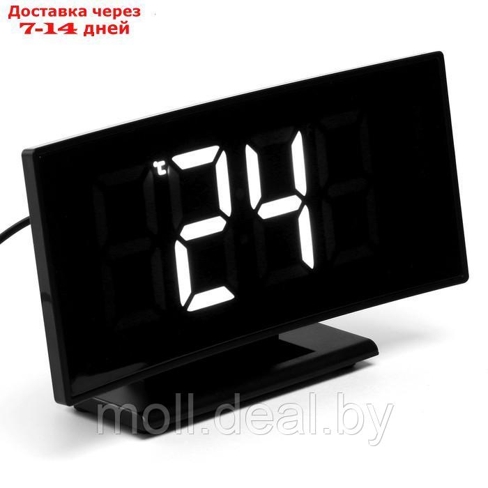 Часы настольные электронные: будильник, термометр, календарь, белые цифры, 17х9.5х4.2 см - фото 4 - id-p219013625