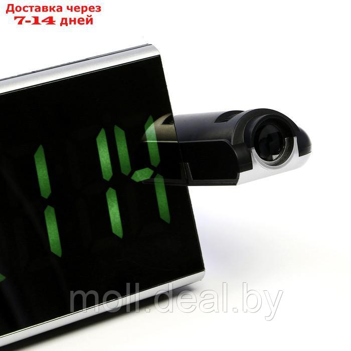 Часы настольные электронные с проекцией: будильник, гигрометр, календарь, зеленые цифры - фото 6 - id-p219013626