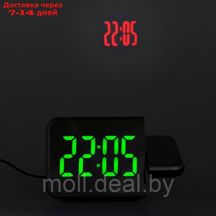 Часы настольные электронные с проекцией: будильник, гигрометр, календарь, зеленые цифры - фото 7 - id-p219013626