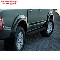 Пороги на автомобиль "Premium-Black" Rival для Toyota Hilux VII 2005-2015, 193 см, 2 шт., алюминий,