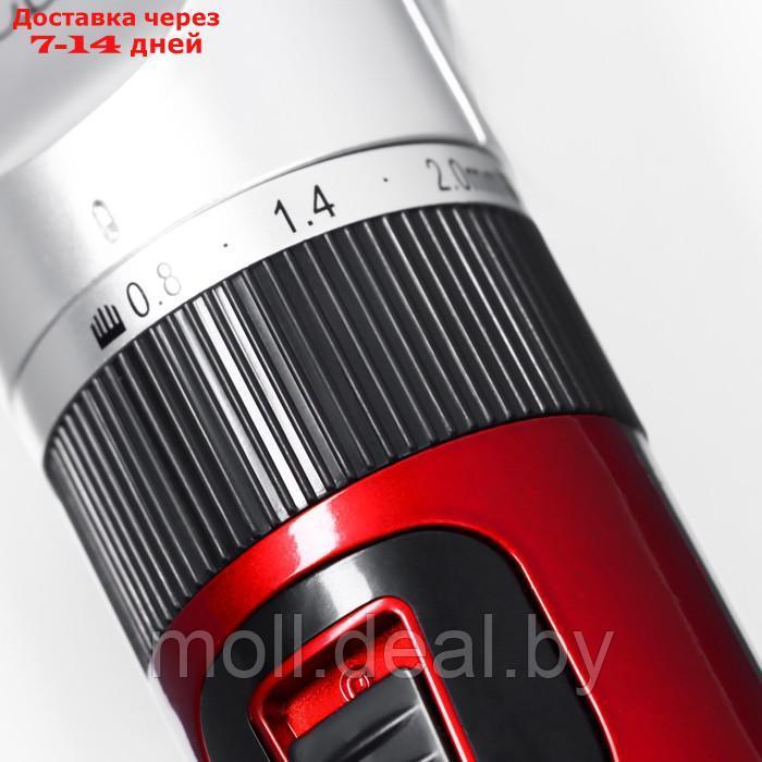 Машинка для стрижки с керамическим лезвием, регулировка ножа, USB-зарядка красная - фото 8 - id-p219014712