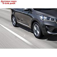 Пороги на автомобиль "Black" Rival для Kia Sorento III Prime рестайлинг 2017-2020, 180 см, 2 шт., алюминий,