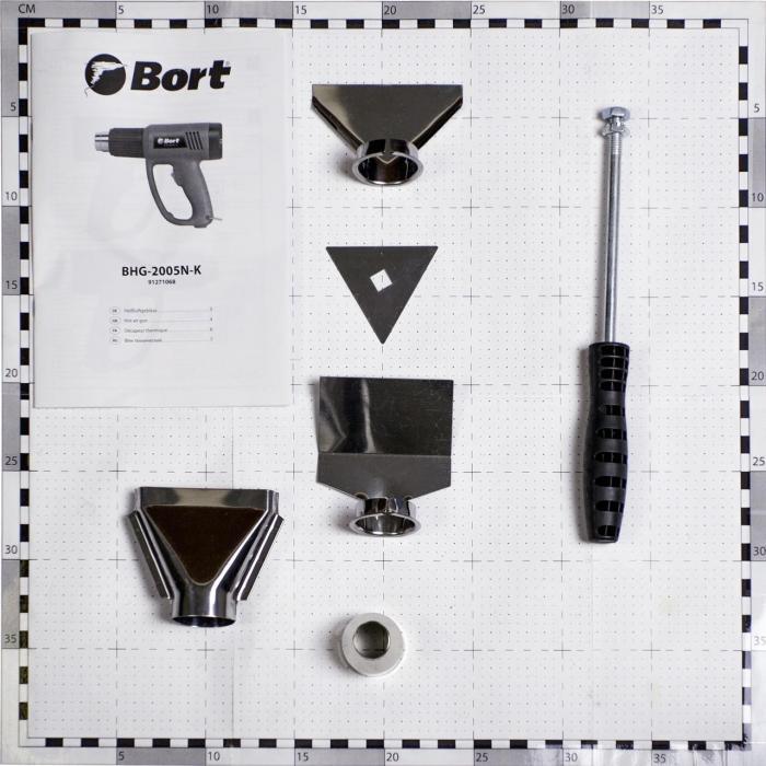 Фен строительный термовоздуходувка Bort BHG-2005N-K промышленный технический электрический ручной термофен - фото 5 - id-p217827436
